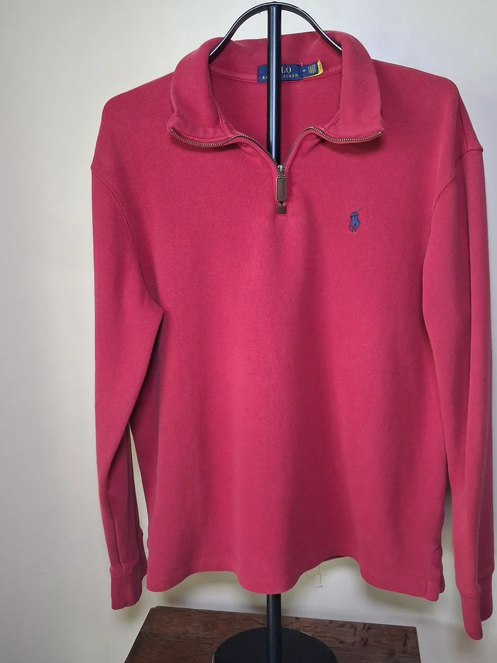 Polo Ralph Lauren Men's Red 1/4 Zip Pullover Sweater; Sz. M; 100% Cotton